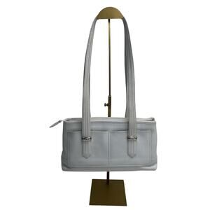 Brighton White Leather Medium Shoulder Bag Double Straps